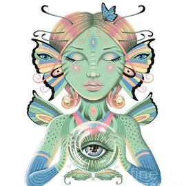 Insect Girl, Flutter with Crystal Ball by Valerie White