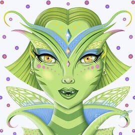 Insect Girl, MantisAnne - Sq.White by Valerie White