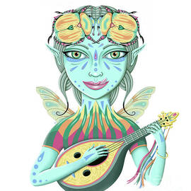 Insect Girl, Scarabella with Lute by Valerie White