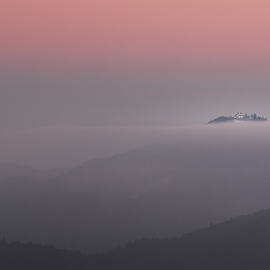 Island in The Clouds A Slovenian Village Sunset by Charnwood Photography Fine Art