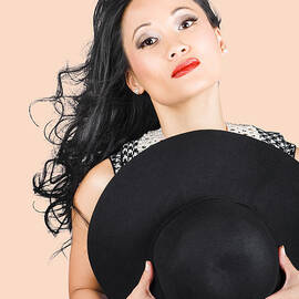 Isolated beauty portrait. Womens hats and headwear by Jorgo Photography