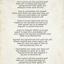 Jabberwocky Backwards Poem Print Lewis Carroll Alice in Wonderland Mirror Writing Wall Art by Book Quote Decor