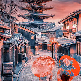Japanese Street with Pagoda by The Luxury Art Collection