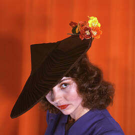 Jennifer Jones Floral Black Hat Sultry by Silver Screen