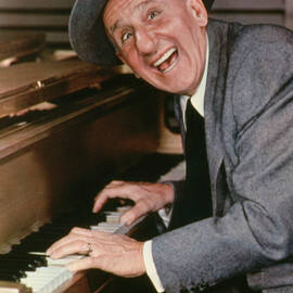 Jimmy Durante Actor Playing Piano Funny Laughter Smile 1955 Vintage Candid by Silver Screen