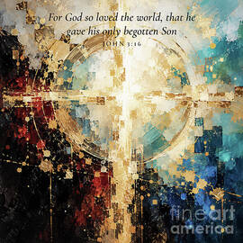 John 3 16 Bible Verse Wall Art, For God So Loved The World by Mark Lawrence