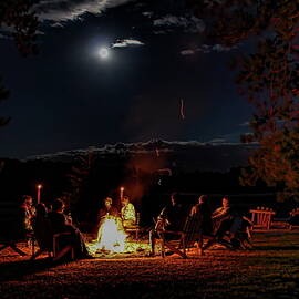 July Full Moon Over A Buck Lake Campfire by Dale Kauzlaric