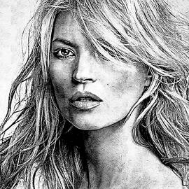 Kate Moss, Actress BW by Gradify Creations