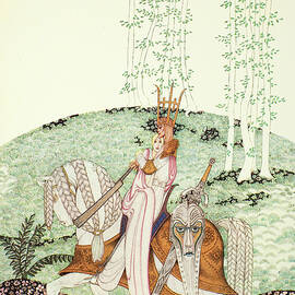 Kay Nielsen illustrations - The Lassie and her Godmother, The Lassie and the King riding home by Kay Nielsen