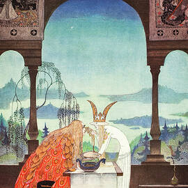 Kay Nielsen illustrations - The Three Princesses of Whiteland, the King arrives by Kay Nielsen