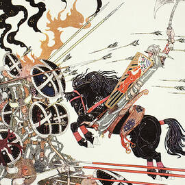 Kay Nielsen illustrations - The Widow's Son, The lad in the battle by Kay Nielsen