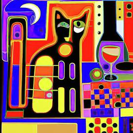 Kitchen Cocktail Time with Cat - Abstract by Tatiana Travelways
