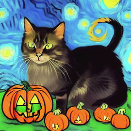 Kitty in the pumpkin field by Tatiana Travelways