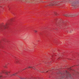 La Bourrasque - The Gust -  Art nouveau portrait of a woman in purple by Lucien-Levy Dhurmer by Lucien-Levy Dhurmer