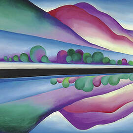 Lake George, reflection - modernist abstract landscape painting by Georgia O'Keeffe by Georgia O'Keeffe