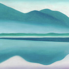 Lake George, reflection seascape - modernist landscape painting by Georgia O'Keeffe by Georgia O'Keeffe