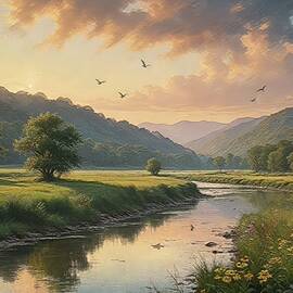 Calm River Oil Painting by Nature Oil Painting