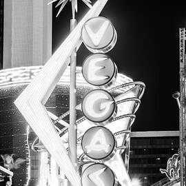 Las Vegas Sign Fremont Street Experience Black and White Photo by Paul Velgos