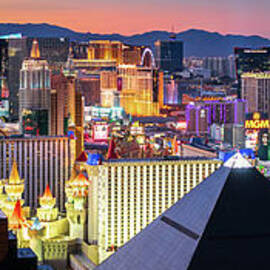 Las Vegas Skyline at Sunset Panorama Photo by Paul Velgos