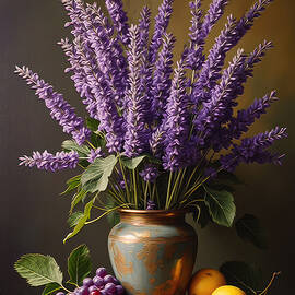 Lavender Wall Art Vintage Still Life by Nature Oil Painting