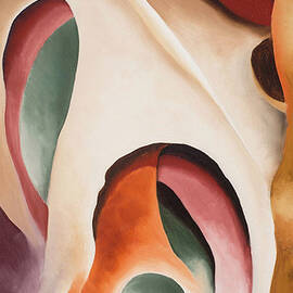 Leaf motif No 2 - Colorful modernist abstract nature painting by Georgia O'Keeffe by Georgia O'Keeffe
