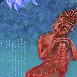 Leaning Buddha - Reclining Buddha 01 - Blue by Studio Grafiikka