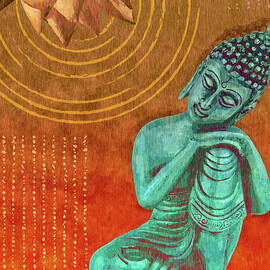 Leaning Buddha - Reclining Buddha 02 - Orange by Studio Grafiikka
