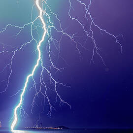 Lightning Hits Water by Tommy Farnsworth