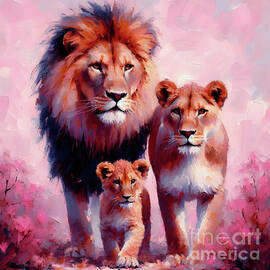 Lion Family by Lucia Stewart