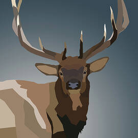 Low Poly Bull Elk Portrait by Dan Sproul