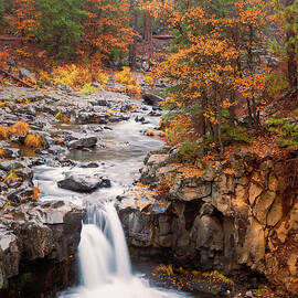 Lower McCloud Falls in Autumn Mist by Mike Lee