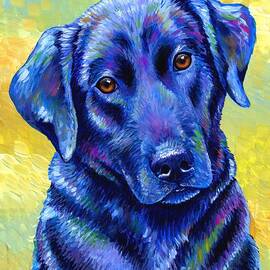 Loyal Companion - Colorful Black Labrador Retriever Dog by Rebecca Wang