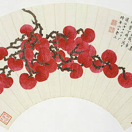 Lychees on a Chinese Fan by Ding Fuzhi