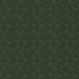 Magnolia Gold Line Art on Forest Green, Majestic Magnolia Collection by Elizabeth Reich