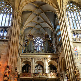 Majestic Cathedral Interior with Pipe Organ by Shirley Mitchell