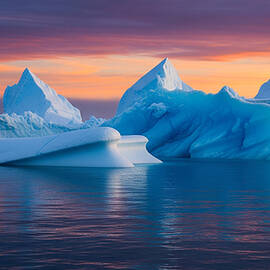 Majestic Icebergs at Sunset by The Luxury Art Collection