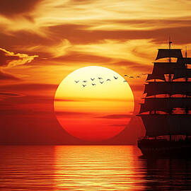 Majestic Ship at Sunset by The Luxury Art Collection