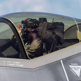 Major Melanie Mach Kluesner Prepares for Flight in F-35 Cockpit by Dave Koch by Dave Koch - Aircraft Photography