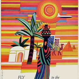 MALEV Hungarian Airlines Middle East - vintage advertising poster by Mate Andras