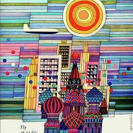 MALEV Hungarian Airlines USSR - vintage advertising poster by Mate Andras