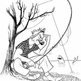Man Fishing by Al Hirschfeld