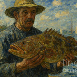 Man Holding a Sarasota Grouper #2 by Antonios Valamontes