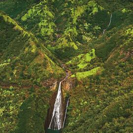 Manawaiopuna Jurassic Falls, Kauai, Hawaii - Vertical by Abbie Warnock