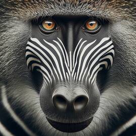 Mandrill with Zebra Stripes by David Manlove