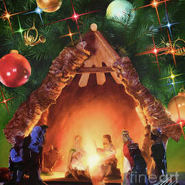 Manger Under Christmas Tree by Ed Little