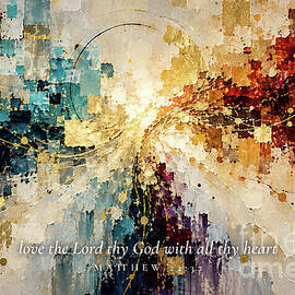 Matthew 22 37 Bible Verse Wall Art, Love The Lord Thy God With All Thy Heart by Mark Lawrence