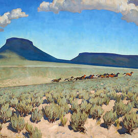 Maynard Dixon paintings - Wild Horse Country 1927 Humboldt County Nevada by Maynard Dixon