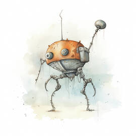 Mechanical Tin Robot Watercolor 238 by MAD PaperAirplanes