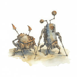 Mechanical Tin Robot Watercolor 259 by MAD PaperAirplanes