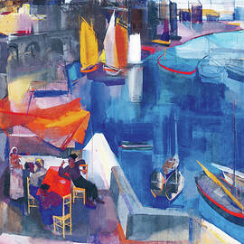 Mediterranean harbour by Aba-Novak Vilmos - Hungarian painters by Aba-Novak Vilmos
